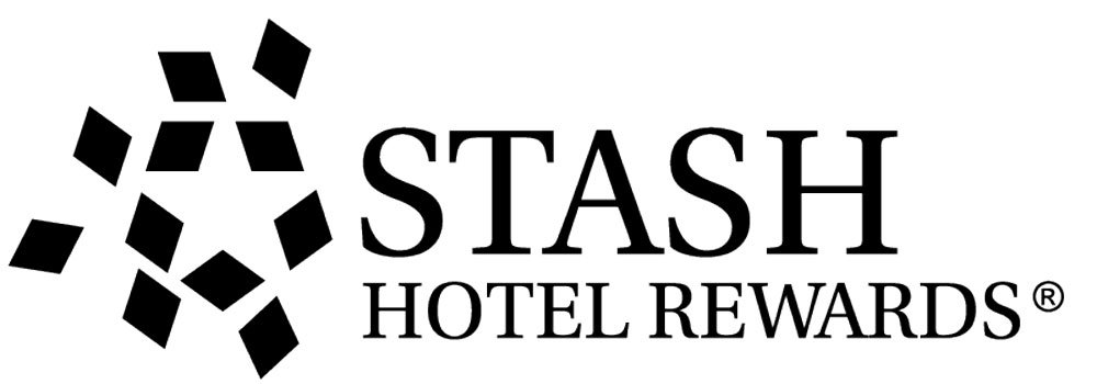 Stash Hotel Rewards logo with black geometric shapes forming a star shape to the left of the words “STASH HOTEL REWARDS” in bold black text, representing participation in the Canyons Lodge rewards program.